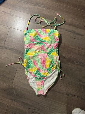 Lily Pulitzer women’s Green Yellow Patchwork One-Piece Swimsuit